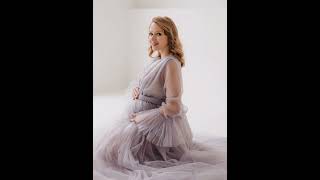 Tulle Puffy Maternity Dress With Train  Baby Shower Pregnancy Dresses [upl. by Alyl]