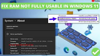 How to Fix RAM not Fully Usable on Windows 11  How to Fix all Ram Not Being Fully Usable [upl. by Ratep]