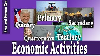 Economic Activities Primary Secondary Tertiary Quaternary Quinary AP Human Geography [upl. by Norab]