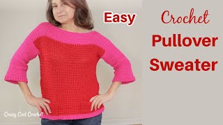 Crochet Pullover Sweater for Women  Easy Moss Stitch [upl. by Granese]