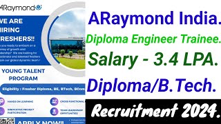 ARaymond India Recruitment 2024 araymond job jobsearch recruitment [upl. by Arathorn]