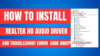 How To Install Realtek Hd Audio Driver Error Code 0001 2024 [upl. by Eicyac228]