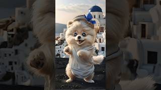 Adventurous Dogs Fun Journey Through Santorini Greece shorts santorini [upl. by Sigfrid228]