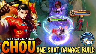 TRY THIS NEW 1 HIT BUILD AND EMBLEM FOR CHOU 2024  CHOU EXP LANE GAMEPLAY [upl. by Anerec284]