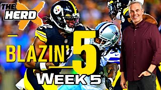 Blazin Five Colin Cowherd Gives His 5 Best NFL Bets For Week 5 Oct 6 [upl. by Noryb323]