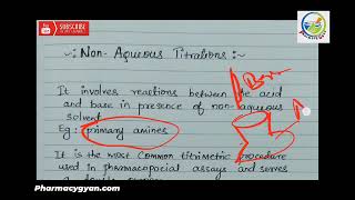 Non Aqueous Titration Pharmacy notes Hindi Explanation [upl. by Lletnwahs]