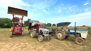 Mahindra Arjun Novo 605 Loader Loaded Full Trolley Tractor Yellow Mud EITHER 368 and Swaraj 735 FE [upl. by Akirdnahs]