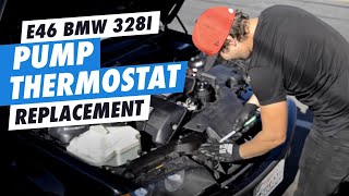 DIY BMW E46 Water Pump Thermostat Replacement M52TU [upl. by Anoval]