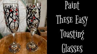 How To Paint Christmas Toasting Glasses [upl. by Amlet]