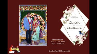 Girish weds Madhuri  Wedding  Live Streaming [upl. by Gan21]