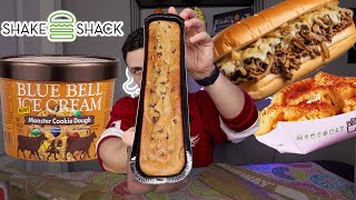 ASMR MUKBANG Shake Shack Subway Sidekicks Charleys Philly Cheesesteaks CHEAT DAY 🤤 [upl. by Nedloh]