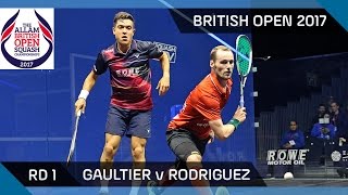 Squash Gaultier v Rodriguez  British Open 2017 Rd 1 Highlights [upl. by Ojaras717]