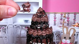 Mini Double Chocolate drip cake real edible mini food [upl. by Balch]