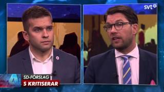 SVT Aktuellt  Jimmie Åkesson SD vs Gabriel Wikström S 20160412 [upl. by Casady]