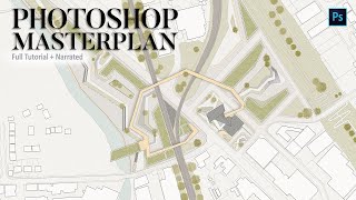 Updated How to Render Master PlanSite Plan Architecture in Photoshop [upl. by Sira]