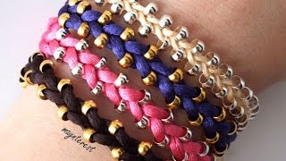 DIY PULSERAS fáciles de HILO y BOLAS  Día de la madre [upl. by Llemmart]