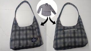 Shoulder Bag Making At Home With Old Cloth  Simple Shoulder Bag Making  Diy Handbag [upl. by Eitteb245]