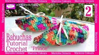 Babuchas Bebé Pantuflas quotPrincequot a Crochet Parte 2 Tutorial por Maricita Colours [upl. by Eremehc]