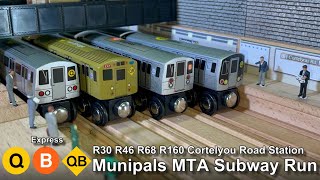 Munipals MTA R30 R46 R68 R160 Cortelyou Road Station Subway Run Trainman6000 [upl. by Earas929]