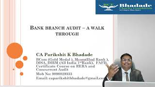 Bank Branch Audit Seminar 2024  Part 1 [upl. by Ettennyl]