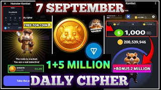 7 September Hamster Kombat Daily Cipher Code  Hamster Kombat 7 September Daily Combo  Cipher Code [upl. by Zelle]