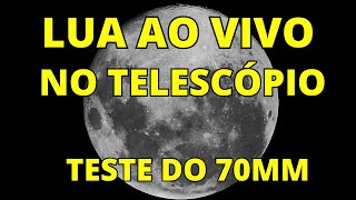 LUA AO VIVO NO TELESCÓPIO DE 70mm  LUA EM QUARTO CRESCENTE [upl. by Toor49]