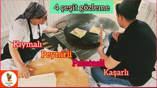 Gözleme tarifi 🌴 El açması gözleme 🌴 Kıymalıpeynirlipatatesli ve kaşarlı Gözleme [upl. by Ellicul]