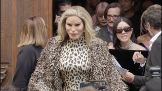 Alexis Stone disguised as Catwoman Jocelyn Wildenstein at the Balenciaga Fashion Show in Paris [upl. by Eladnar]