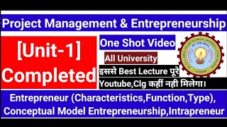 Project Management And Entrepreneurship Aktu Unit 1 EntrepreneurConceptual Model Entrepreneurship [upl. by Kred]