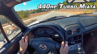 440hp Turbo 1994 Mazda Miata POV Drive Binaural Audio [upl. by Ydnamron774]