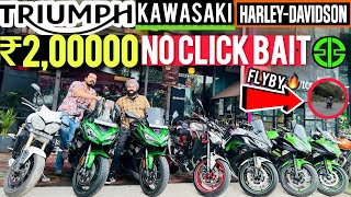 Buy used Kawasaki Triumph Harley Only ₹1Lakh superbike market Naraina Superbike by Moto 1 pre owned [upl. by Gnidleif]