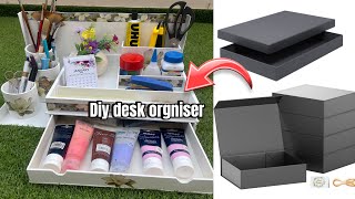 Diy desk organiser from cardboardHow to make desk organisereasy craft ideacardboard craft [upl. by Mortie734]