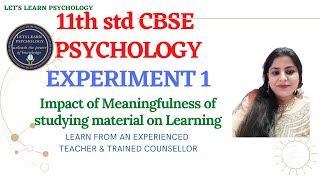 CBSE PSYCHOLOGY PRACTICALS XI EXPERIMENT 1 [upl. by Eiznekcam439]