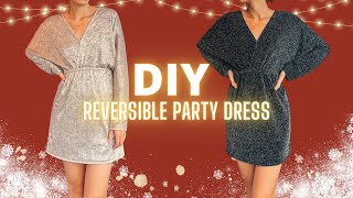 DIY Reversible dress  Last minutes party dress  Step by step sewing tutorial for beginner [upl. by Ekenna374]