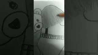 farjanas drawing recreate video 💗cute girl with teddy drawing with blessy 🖤 [upl. by Dawaj]