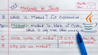 Methods in Java Hindi  What is method Explain with Syntax amp Example [upl. by Ransell]