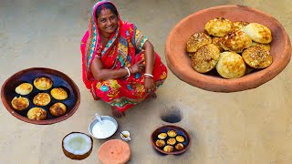 শীতকালে গ্রাম্য পদ্ধতিতে সাজের পিঠা বানানোর পদ্ধতি  Village Style Sajer Pitha Recipe [upl. by Ellehsor]