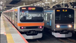 【貴重】国立駅で武蔵野線E231系0番台と地下鉄東西線直通用E231系800番台がコラボするシーン（20241142027） [upl. by Warton]