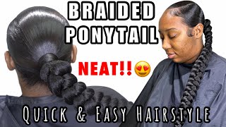 How To Braided Ponytail  Sleek Low Ponytail [upl. by Whitelaw160]