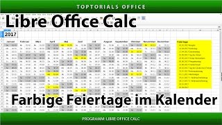 Feiertage im Kalender farbig markieren LibreOffice Calc [upl. by Lemyt]