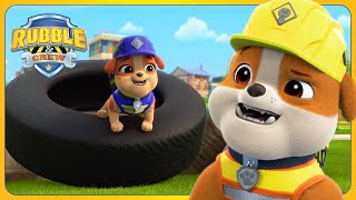 Rubble in Tire Trouble  Rubble amp Crew  Paw Patrol Cartoons for Kids [upl. by Pomfrey521]