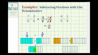 Ex Subtract Fractions with Like Denominators [upl. by Costanzia]