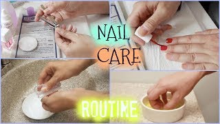 MY IN DEPTH NAIL CARE ROUTINE  WHITENING CUTICLE SOAK HOW TO POLISH FILING CLEANING UP [upl. by Reyem]