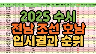 수시장인 2025 수시 전남대 조선대 호남대 입시결과 순위  2024 수시 전남대 조선대 호남대 입결 순위 전남 조선 호남 수시등급 등급컷 내신컷 합격컷 [upl. by Mahla]