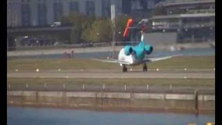 Luxair Embraer ERJ135 taking off from London City Airport [upl. by Burbank]