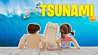 A TSUNAMI RUINED Our VACATION  Roblox Bloxburg Family Roleplay  WITH VOICE [upl. by Anaujat553]