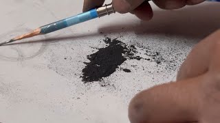 Sharpening and holding pencil for sketches and collection of graphite dust [upl. by Nostrebor]