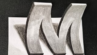 HOW TO DRAW 3D LETTER M 3D DRAWING viralvideo [upl. by Francesco]