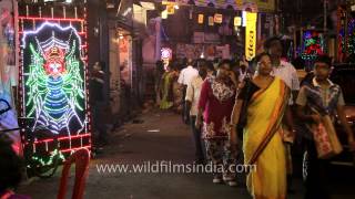 Kolkata Durga Puja rushes in a street [upl. by Amor]