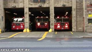 Engine 37  Tiller ladder 40  Tower ladder 23 FDNY [upl. by Ruzich628]